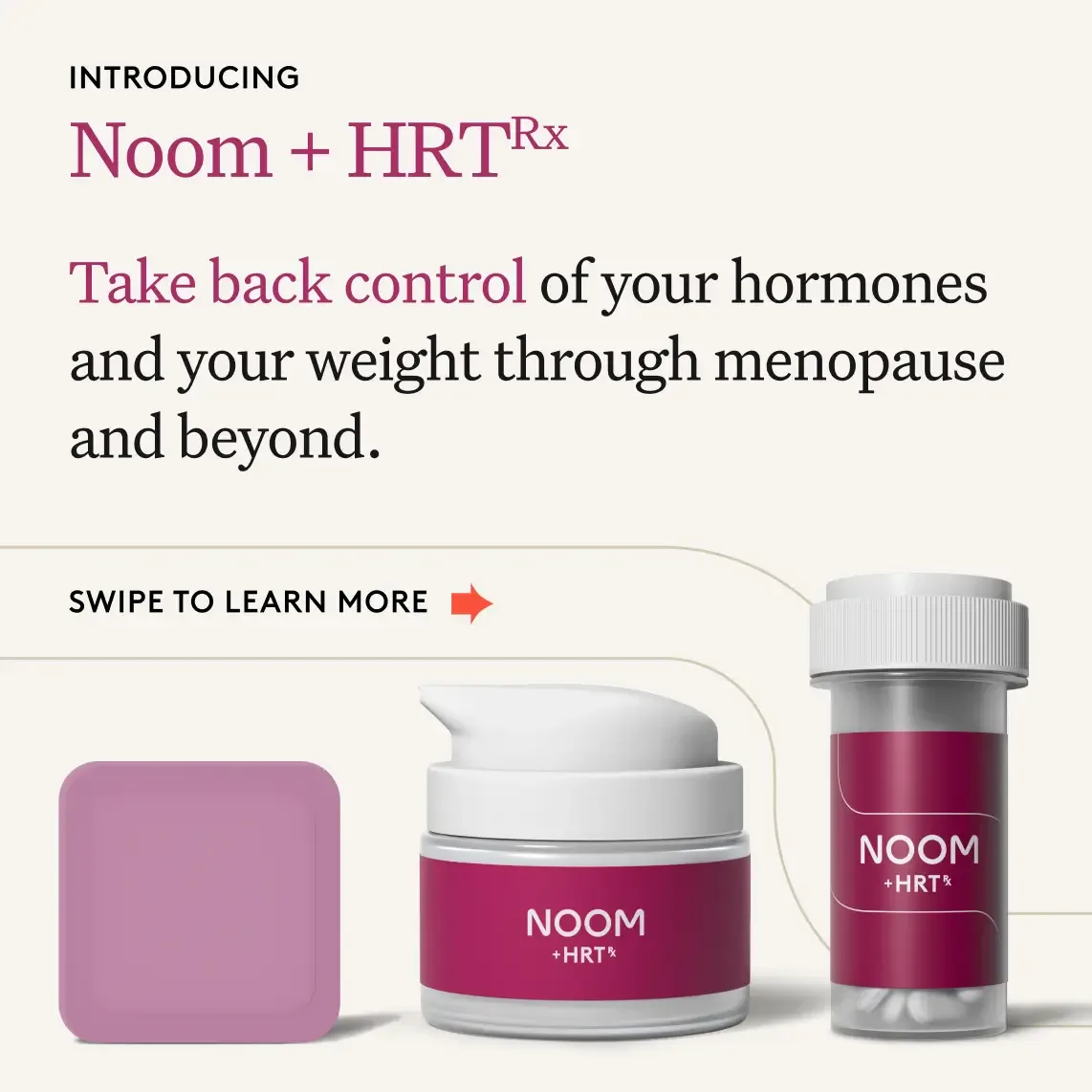 Instagram social ad with hrt patch, cream and pulls. 