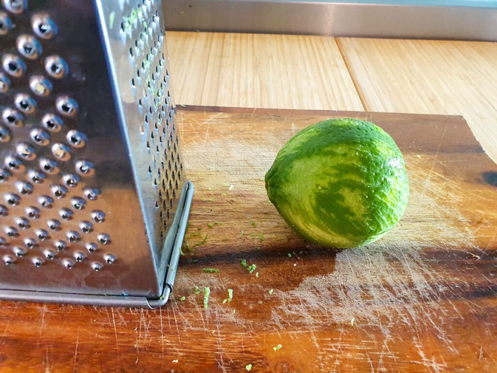 Zesting lime.