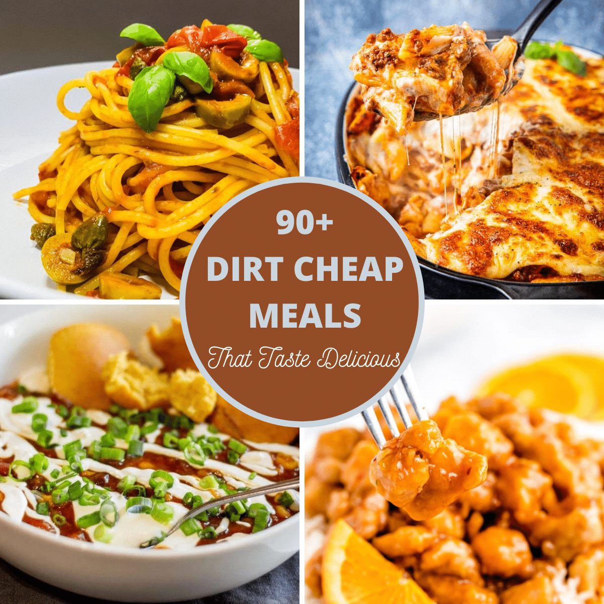 4 images from the Dirt cheap meals listed.