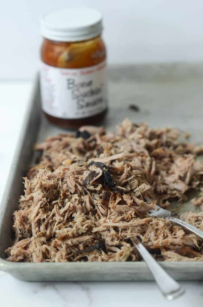 Dutch oven pulled pork.